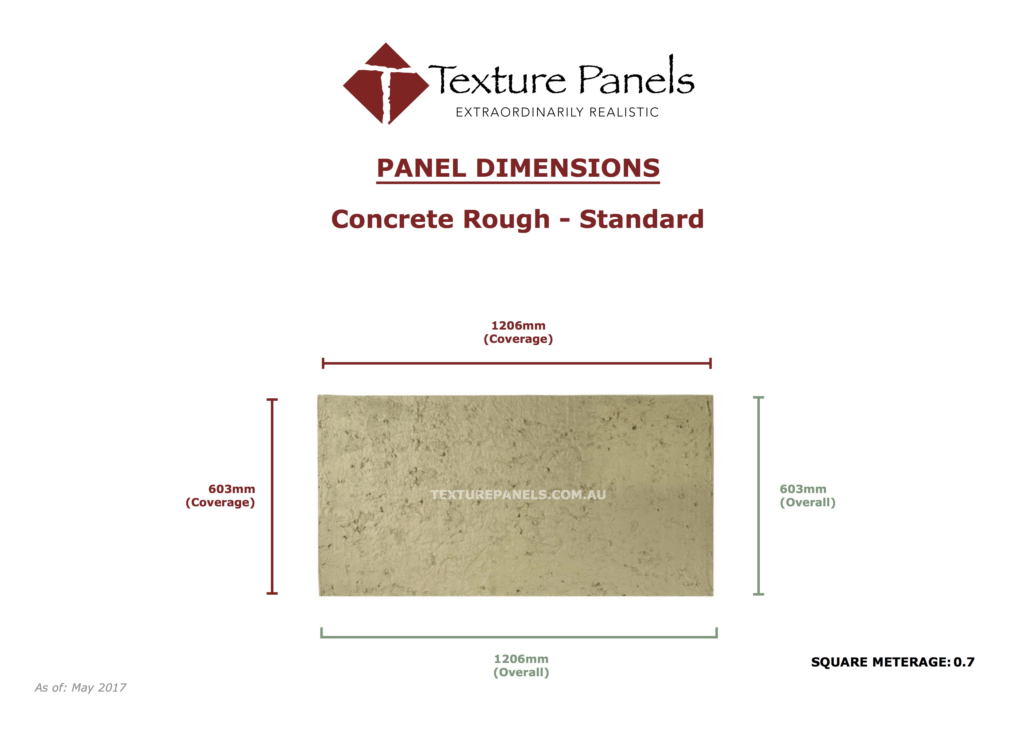 Concrete Rough Primed/Unfinished - Dimensions